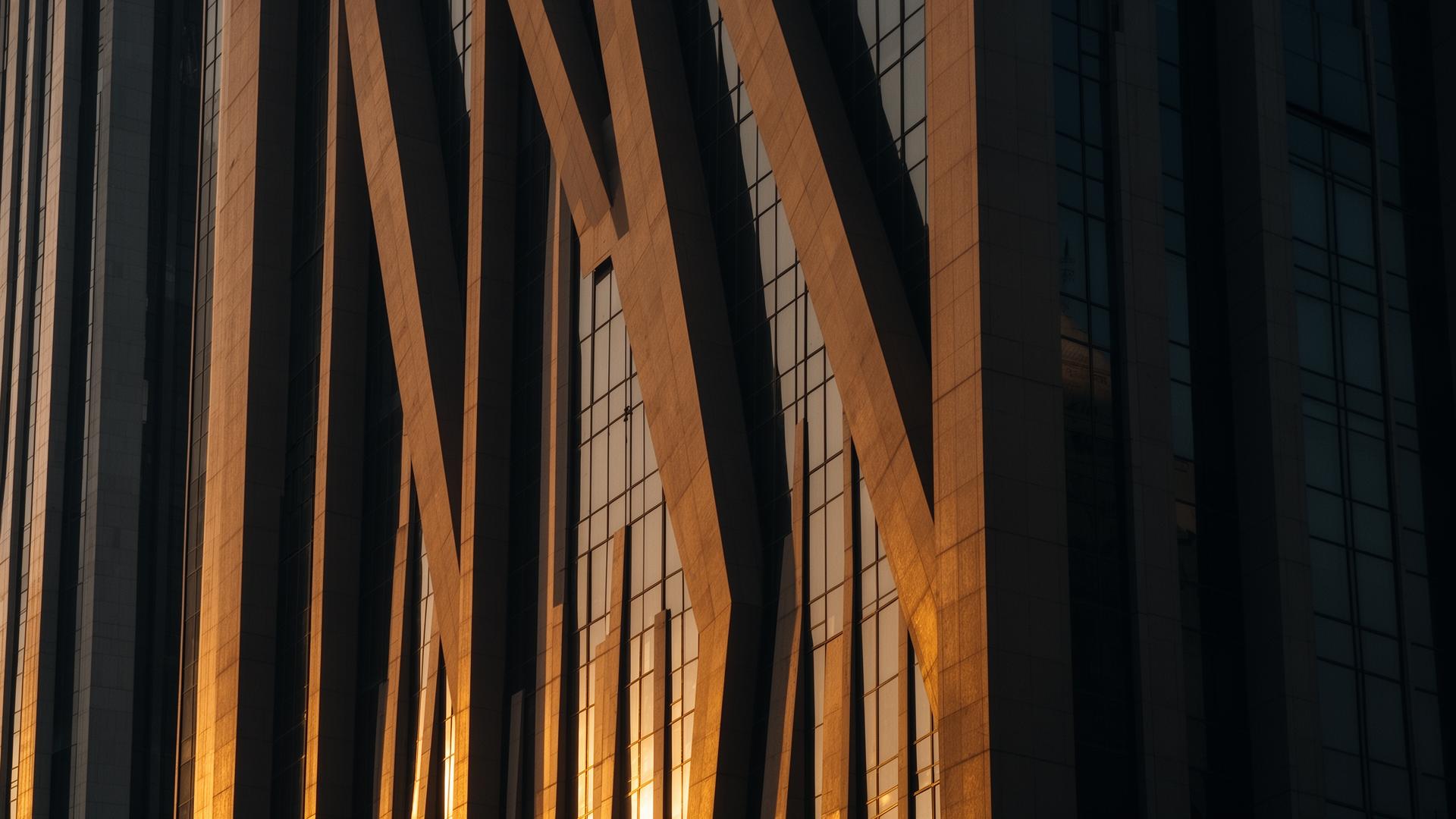 Architectural facade in warm light